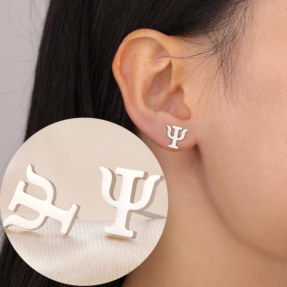 Dawapara Psi Symbol Stainless Steel Dangle Earrings Greek Alphabet Psychology Symbol Minimalist Women Earrings Graduation Gift