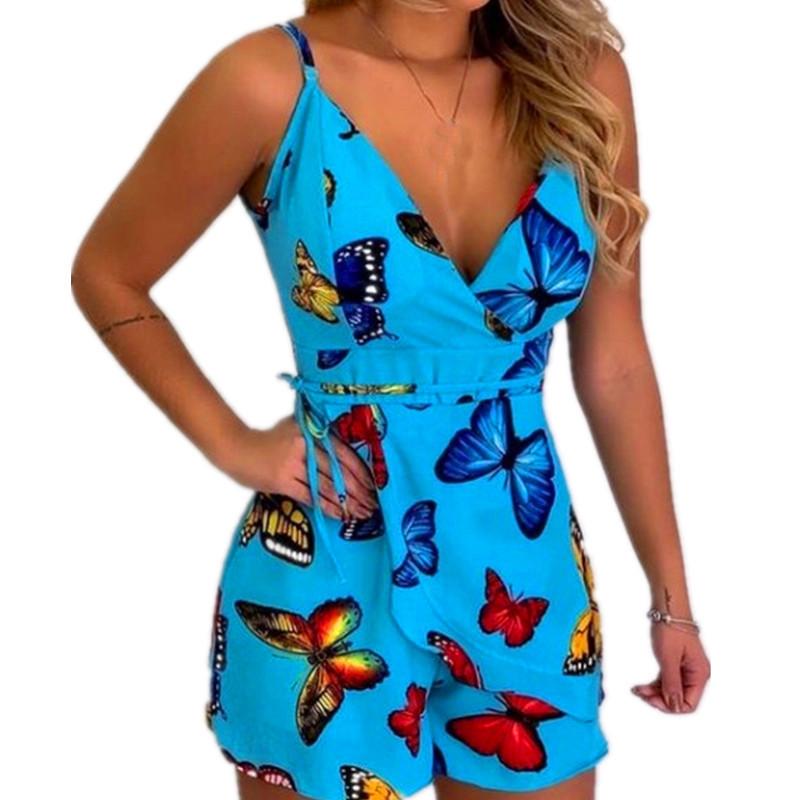 Women Sleeveless Sequins Sexy Trade Printed Casual Slim Jumpsuit