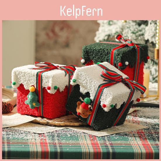 Christmas Gift Decoration Box Thick Velvet Gift Box With Bow Plush Xmas Candy Box For Holiday Home Garden Party Decor