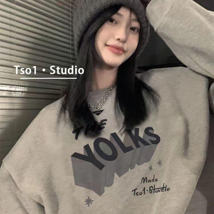 

Винтажные серые толстовки с буквенным принтом в корейском стиле, женские толстовки в стиле Харадзюку в стиле хип-хоп, черные повседневные пуловеры, топы XXL серый