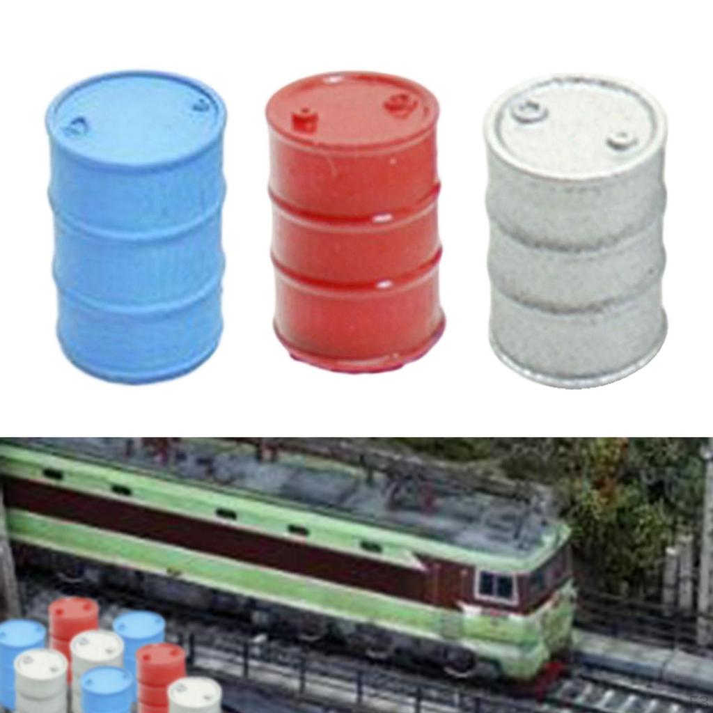 10 Pieces Oil Drums Decor Accessories 1/87 HO Scale Simulation Miniature Mini Barrel for Cargo