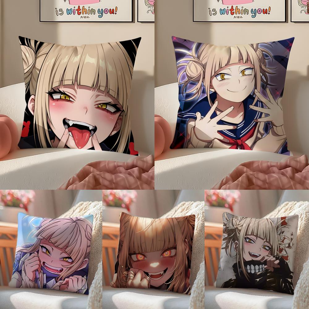 Popular HHimiko Toga My Hero Academia Cushion Cover Pillowcase Short Plush Invisible Zipper Room Sofa Cushion Cover