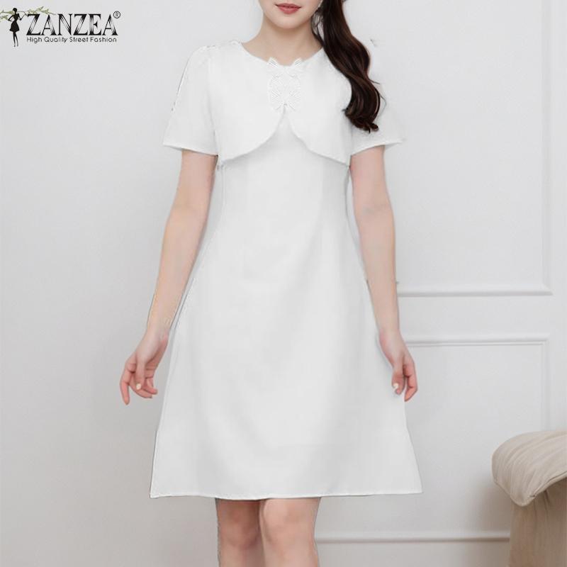 ZANZEA Womens Summer Casual Short Sleeve Elegant Dress