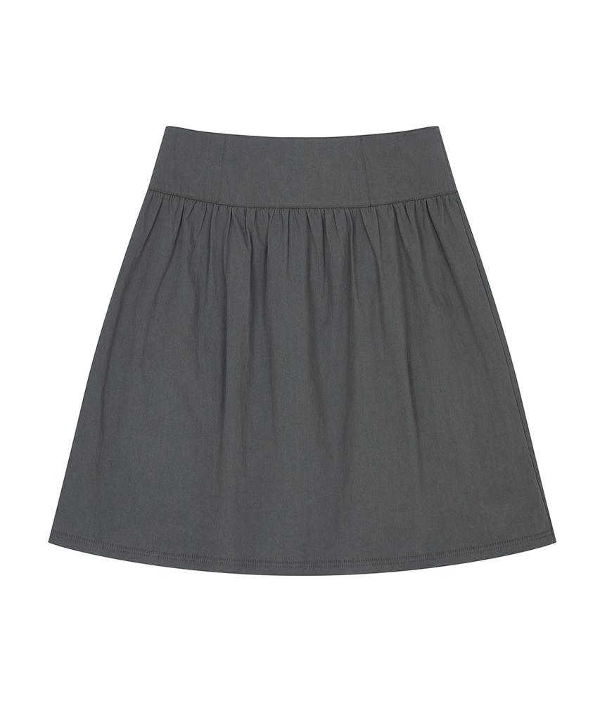 Love Is True El Pocket Shirring Midi Skirt(Charcoal)