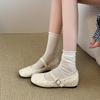 New Spring 2025 Fashion Women's Shoes Round Toe Shoeslong Socks Leather Shoes Riveted Buckles Mary Jane Women's Shoes