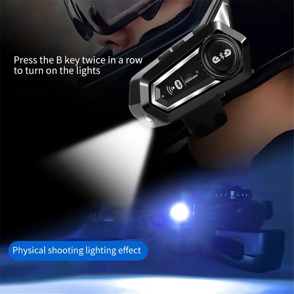 1/2x Motorcycle Bluetooth Helmet Headset Intercom 1000mAh MOTO Communicator 500m Interphone Handsfree Call Kit With Flashlight