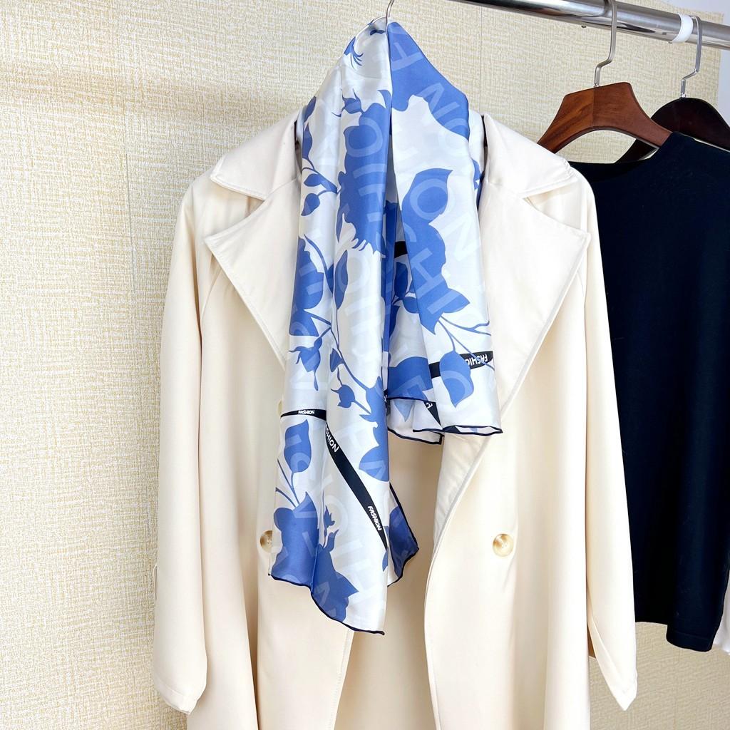 Silk Satin Large Square 110 Mulberry Silk Scarf Multi-Functional Large Shawl Light Blue Sunscreen Silk Scarf