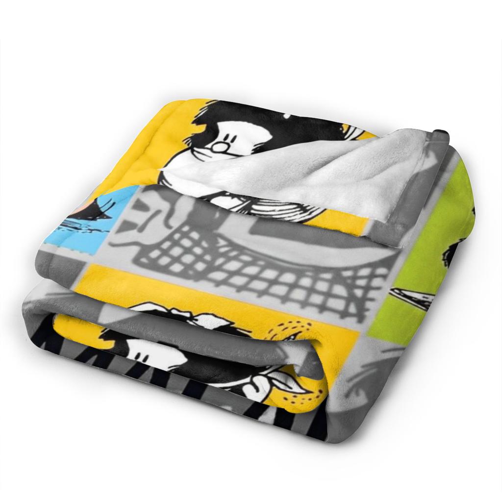 Mafaldas  Knitted Blankets Cartoon Flannel Throw Blanket Home Couch Printed Soft Warm Bedspreads,
