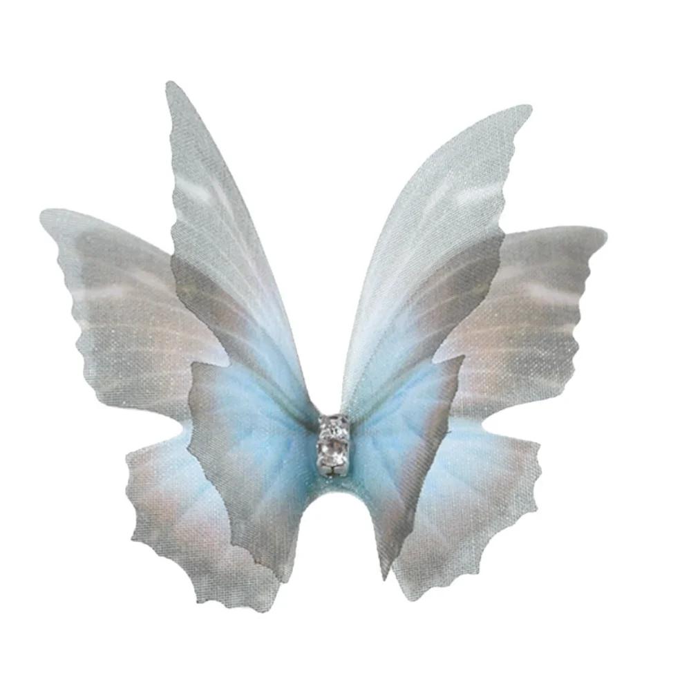 50pcs Gradient Color Organza Fabric Butterfly Appliques 3D Dreamy Simulation Mesh Butterfly Patch 5CM Double-layer