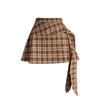 Trendy High Waist Brown Plaid Pleated Mini Skirt Comfort Regular Waist Skirt High Waist Plaid Pleated Skirt Preppy Style Bow Skirt