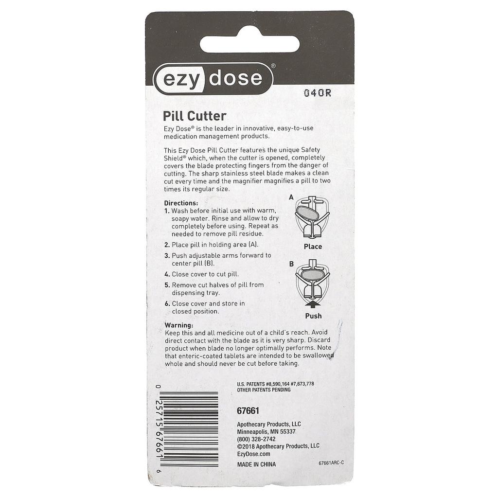 Safety Shield Pill Cutter with Magnifier, 1pc