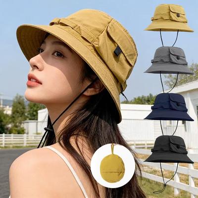Cappello da Pescatore Estivo da Donna per Arrampicata Escursionismo Colore Solido Asciugatura Rapida Ampia Visiera Cappello Parasole per Donna Ragazza Outdoor Cappellini Anti-UV