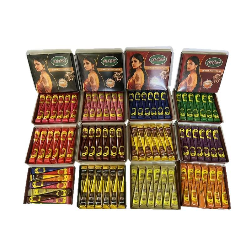 Plant-Based Henna Tattoo Paste: Hand-Painted Semi-Concealing Cream with Various Shades Available