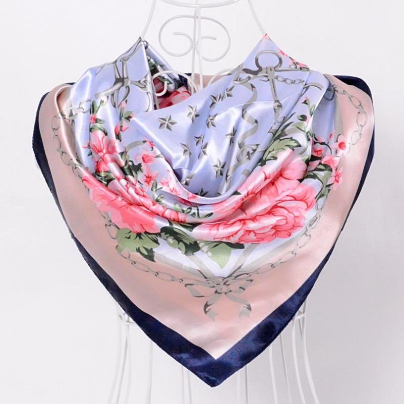 Black Gold Silk Scarves Bufandas Female Scarfs Shawl Fashion Elegant Satin Square Scarves Fall Winter Brand Silk Scarf Hijab