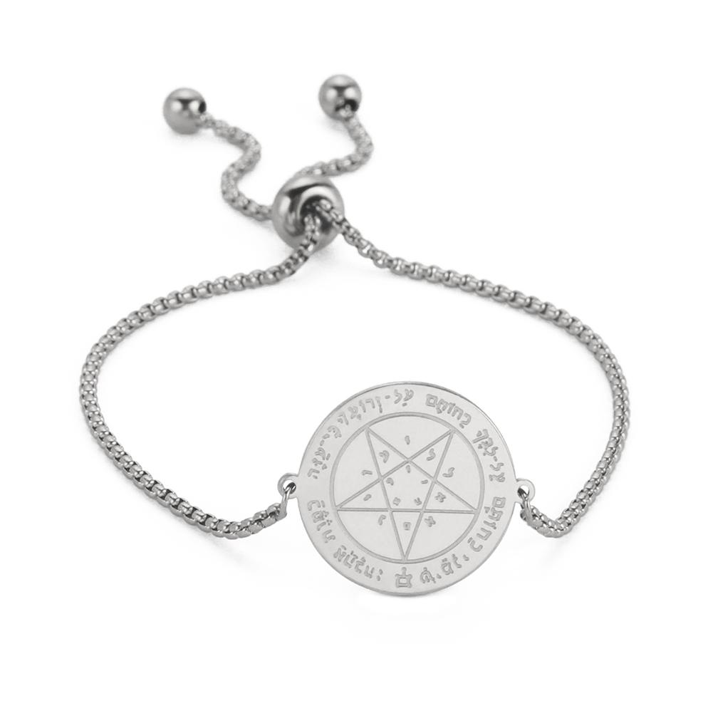 Wicca Tetragrammaton Pentacle Bracelet Stainless Steel Magical Solomon Seal Pentagram Protection Sacred Amulet Jewelry