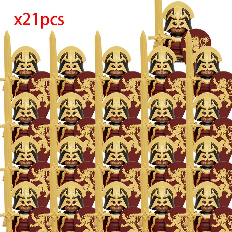 MOC Thrones Golden Armor Warrior Guard Jaime Lannister Barristan Selmy Meryn Trant Building Blocks Mini Action Figure Toys