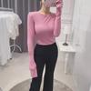 Korean Sexy Slim Fit Sheer Round Neck T-Shirt