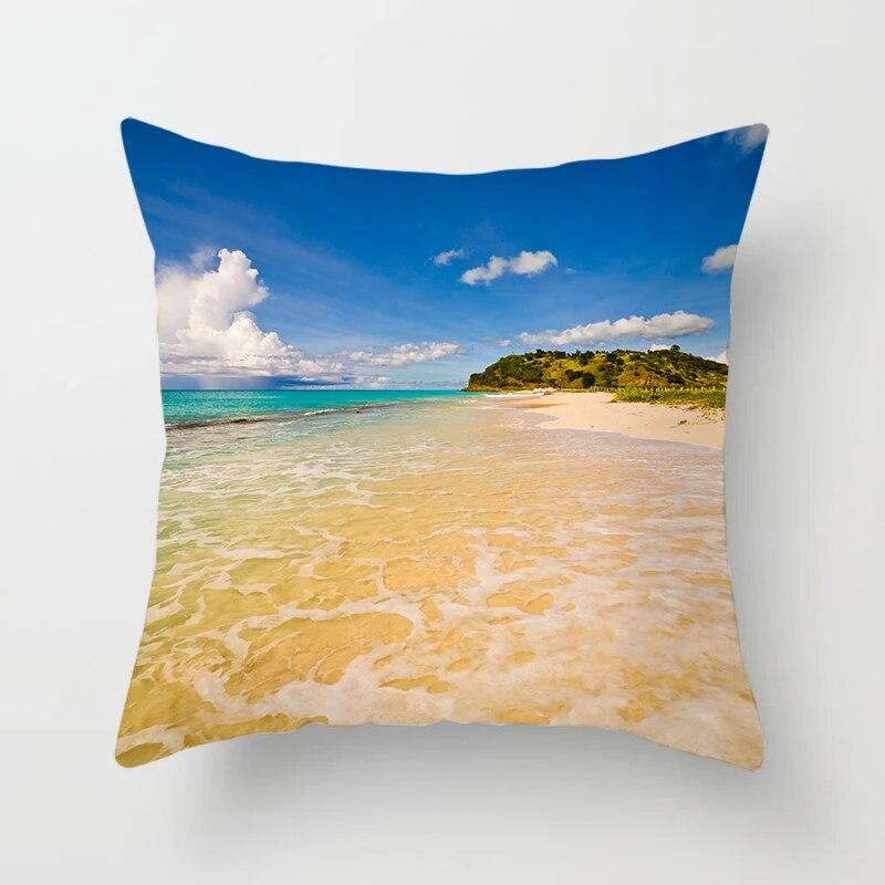 Beach Landscape Natural Scenery Printed Throw Pillow Cover Sofa Decoration Car Office Seat Cushion  Home Decor