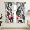 2pcs Tropical Leaf Shawl Flamingo Brush Translucent Curtains Living Room Playroom Bedroom Floor Window Kitchen Window Blinds