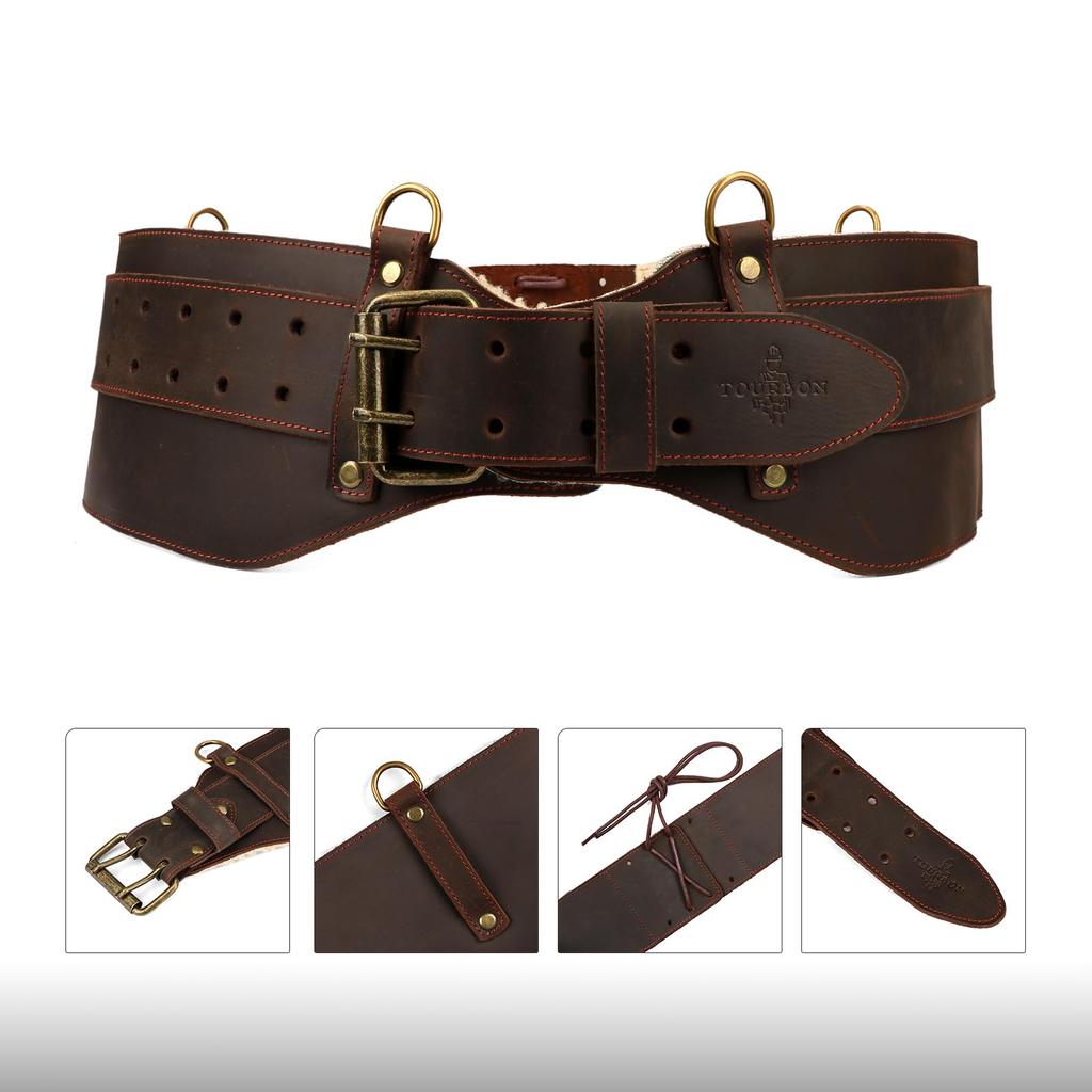 TOURBON Leather Padded Tool Work Support Tool Belt for and Construction Workers Belt, Belt, Carpenters, Electricians,