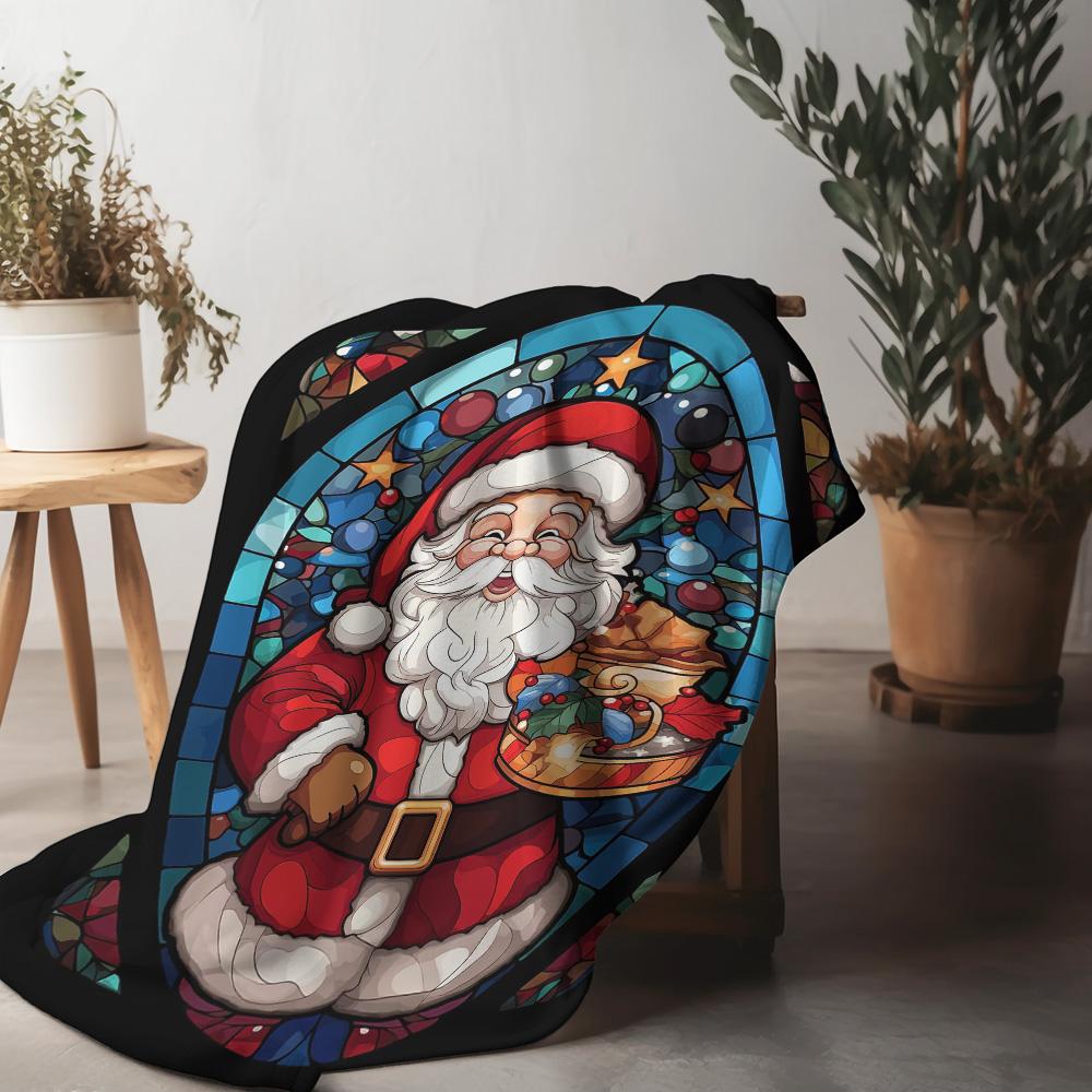 Tuniu Christmas Santa Cartoon Print Blanket for Sofa Bed Room Decoration Gift