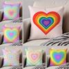 Rainbow Love Heart Pillow Case Anti-dustmite Pillowcase Invisible Zipper Silky Short Plush Sofa Cushion Cover