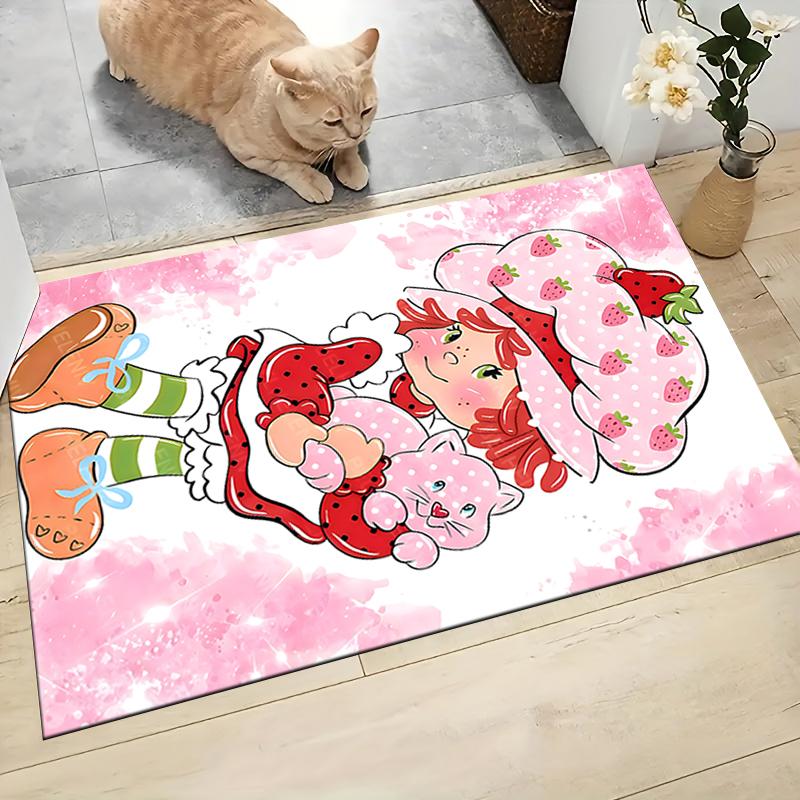 1Pc Strawberry Shortcake'S Sweet Adventure Carpet Rug Customizable Soft Washable Antislip Home Living Room Sofa Mats Personalized Rug 0917257