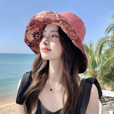 Summer Women's Double-Sided Fisherman Hat Windproof Foldable Outdoor Travel Beach Protection UV Hat