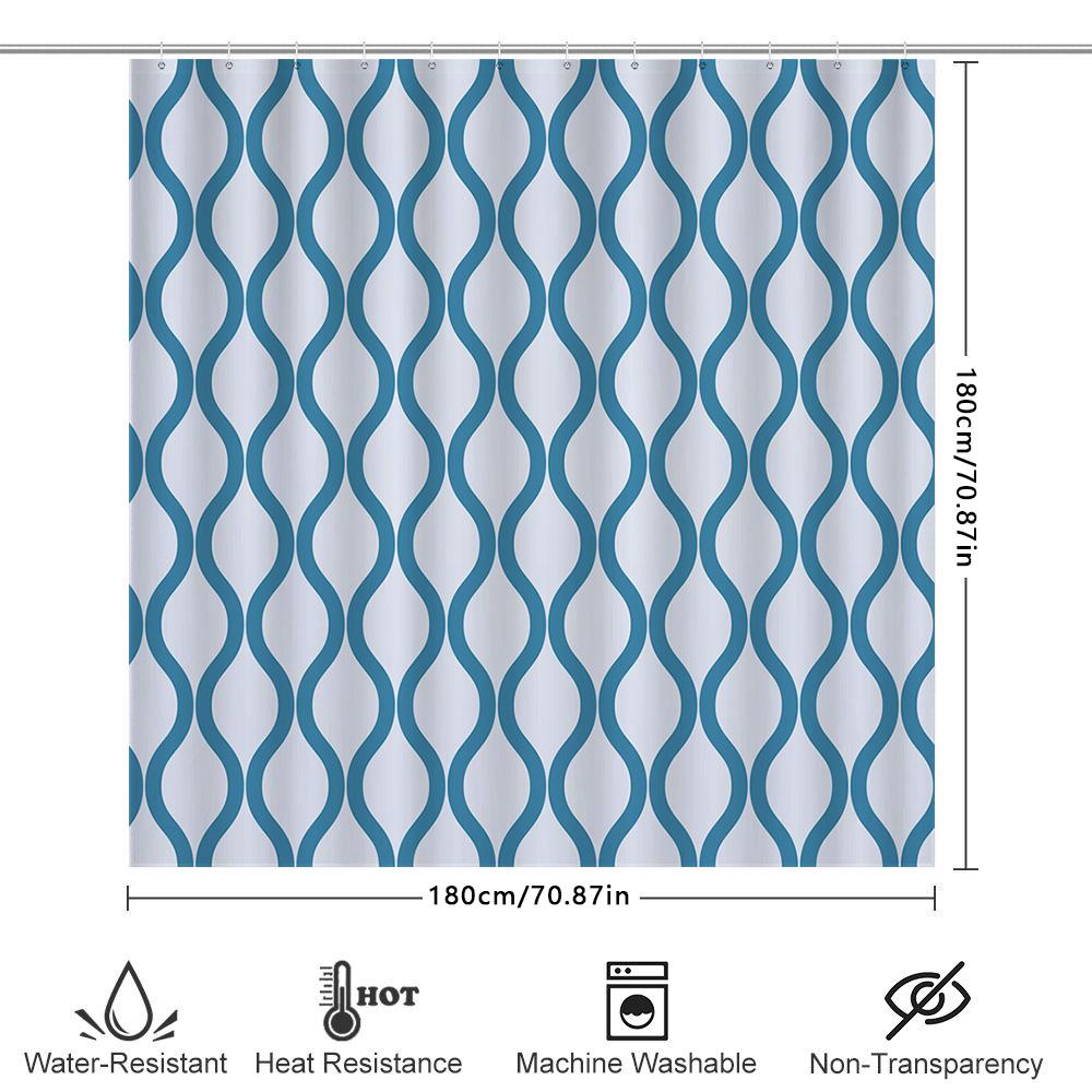 Blue White Wave Shower Curtain Bath Decor Waterproof Fabric For Home Decoration Bathroom Hanging Accessories 72''X84'' 183Cm X 2