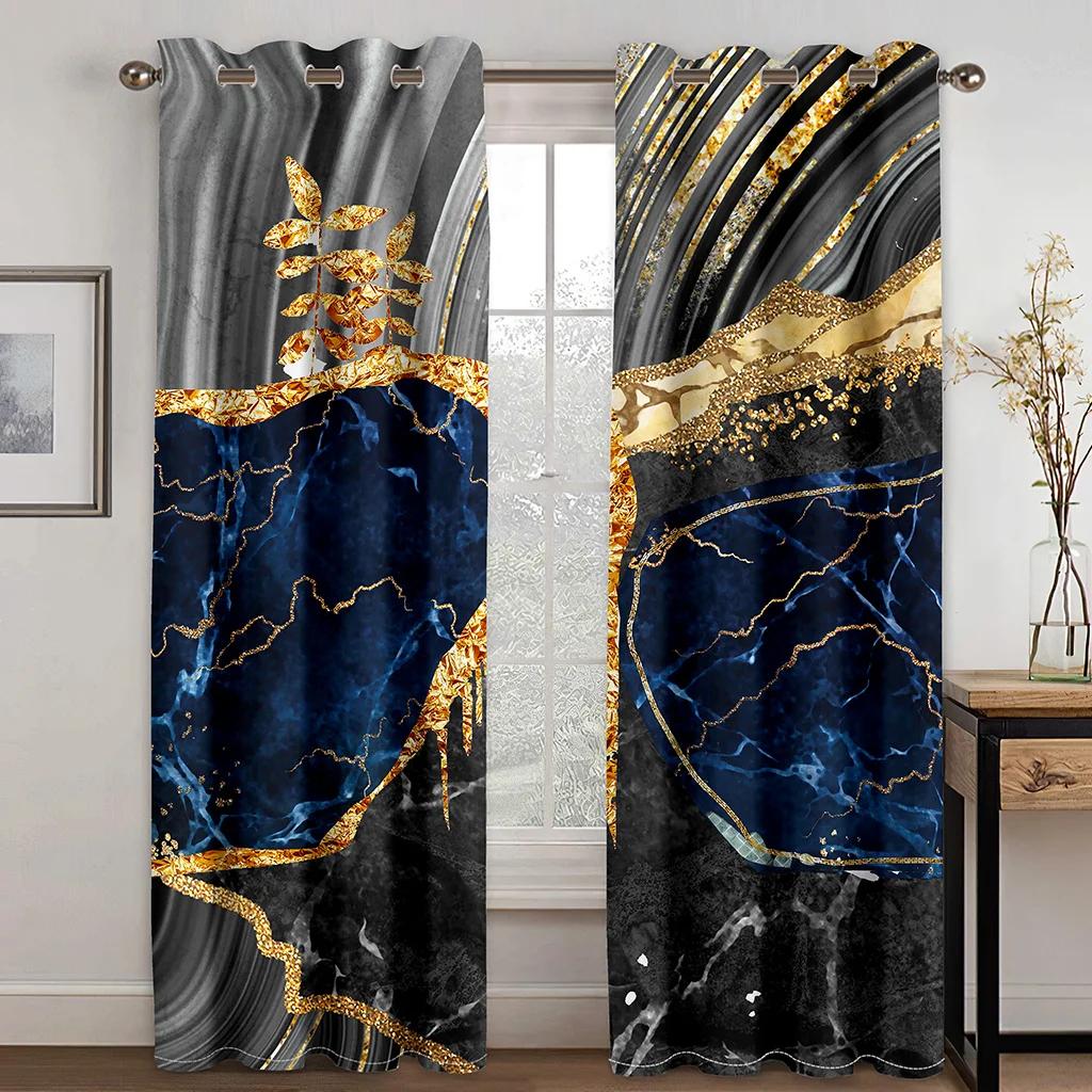 2 Panels Selling Ebony Golden Texture Luxurious Drapes European Design Household Livingroom Space Bedchamber Windowpane Decorative Drapes
