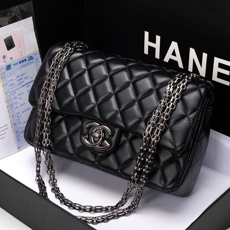 Women's bag new fashionable and versatile high-end diamond chain bag leather shoulder  bag tide