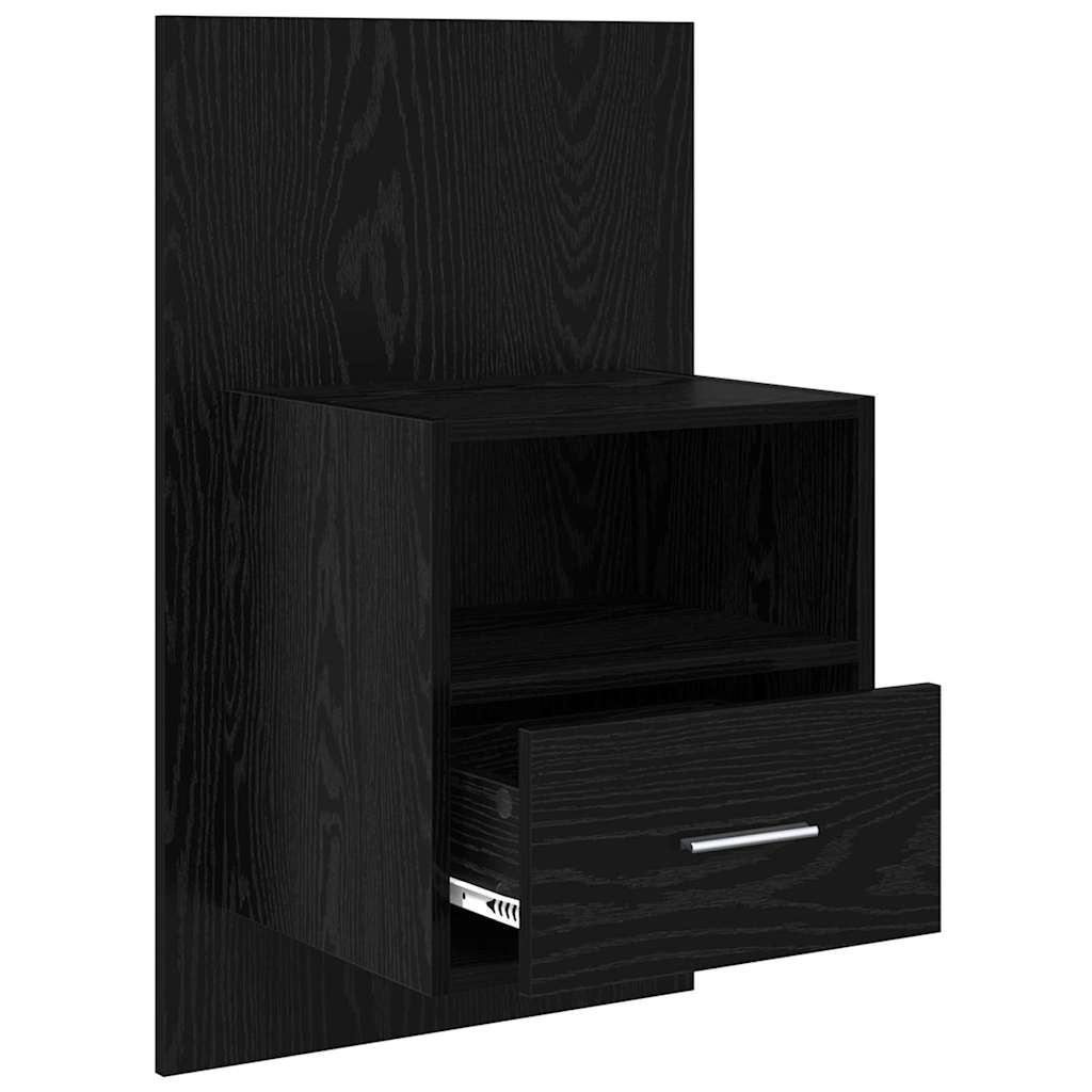 Nightstand Set of 2 Black Oak Effect 50 X 32.5 X 80 Cm
