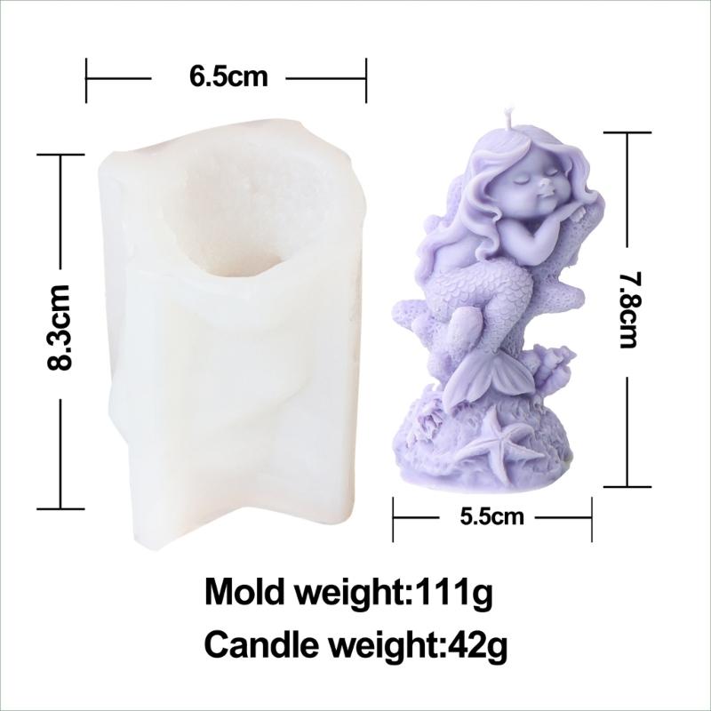 Mermaids Candle Silicone Mold Human Girl Soap Resin Plaster Mould Cake Chocolate Making Sleep Girl Statue Desktop Decor