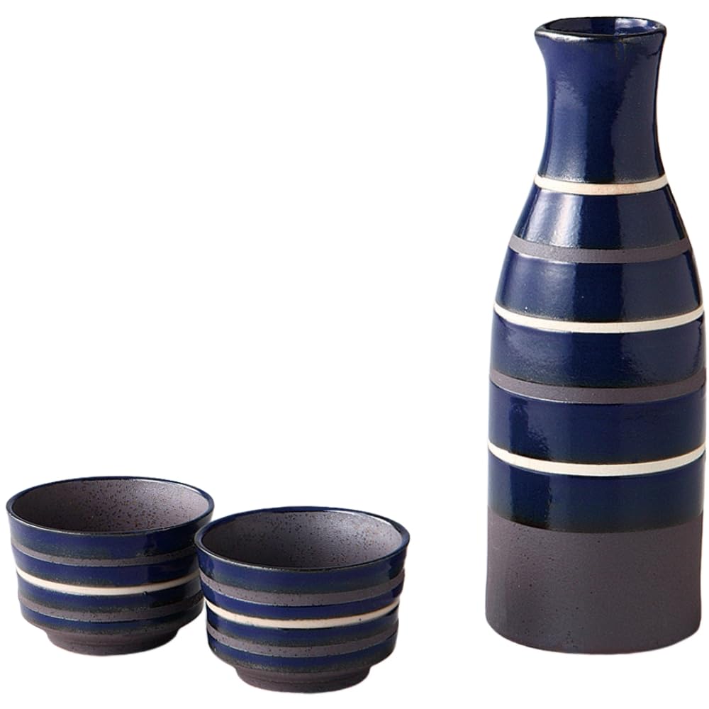 

Sake x x Blue Mino Made in Japan Ale-net Set, W6.5 D6.5 H17.9cm, Line, Ceramic, Ware,