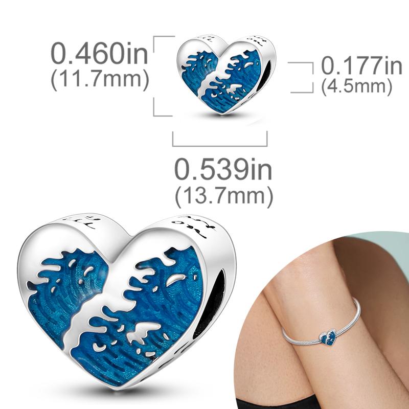 New Silver Plated Charms Beads Turtle Starfish Shell Sea Blue Summer Beads Fit Original Charms DIY Woman Jewelry Gift