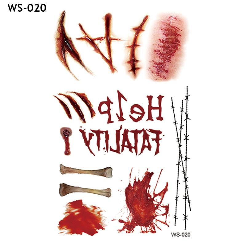 1-100PCS Waterproof Scary Tattoos Halloween Realistic Scar Wounds SFX Body Art Temporary Fake Blood Horror Party Makeup