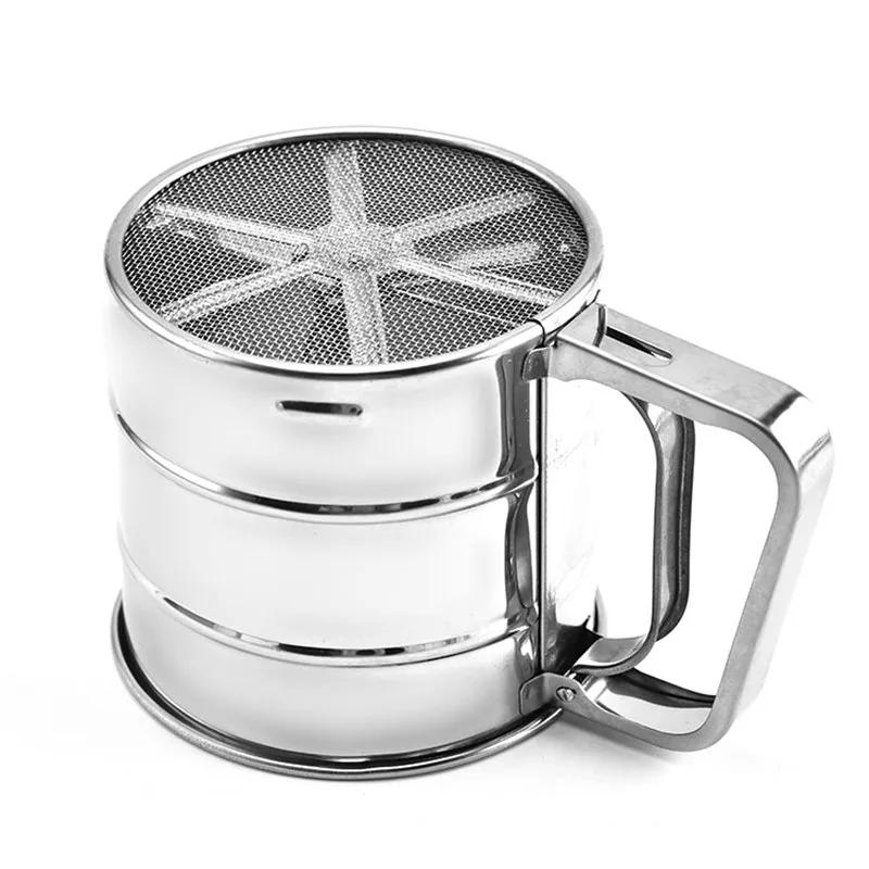 Stainless Steel Flour Sieve Cup Powder Sieve Mesh Kitchen Gadget For Cakes Hand-Screened Sugar Mesh Baking Sieve Strainer