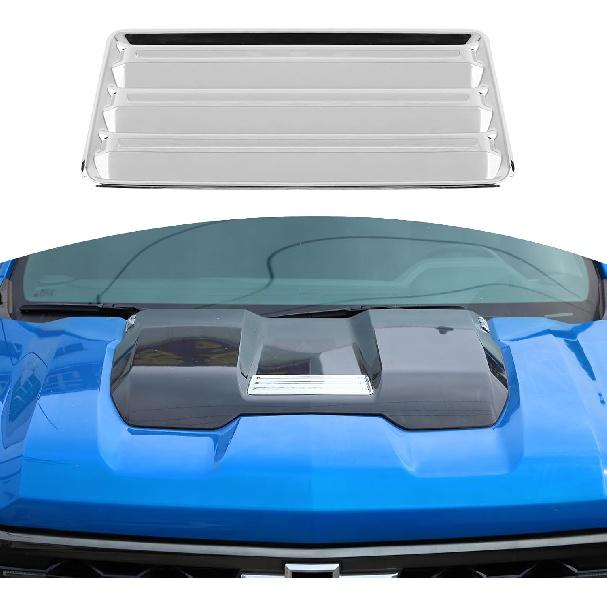 for Silverado Hood Scoops Trim Cover Decal Carbon Fiber for Chevrolet Silverado 2022-Present Black Carbon Fiber Exterior Accessories