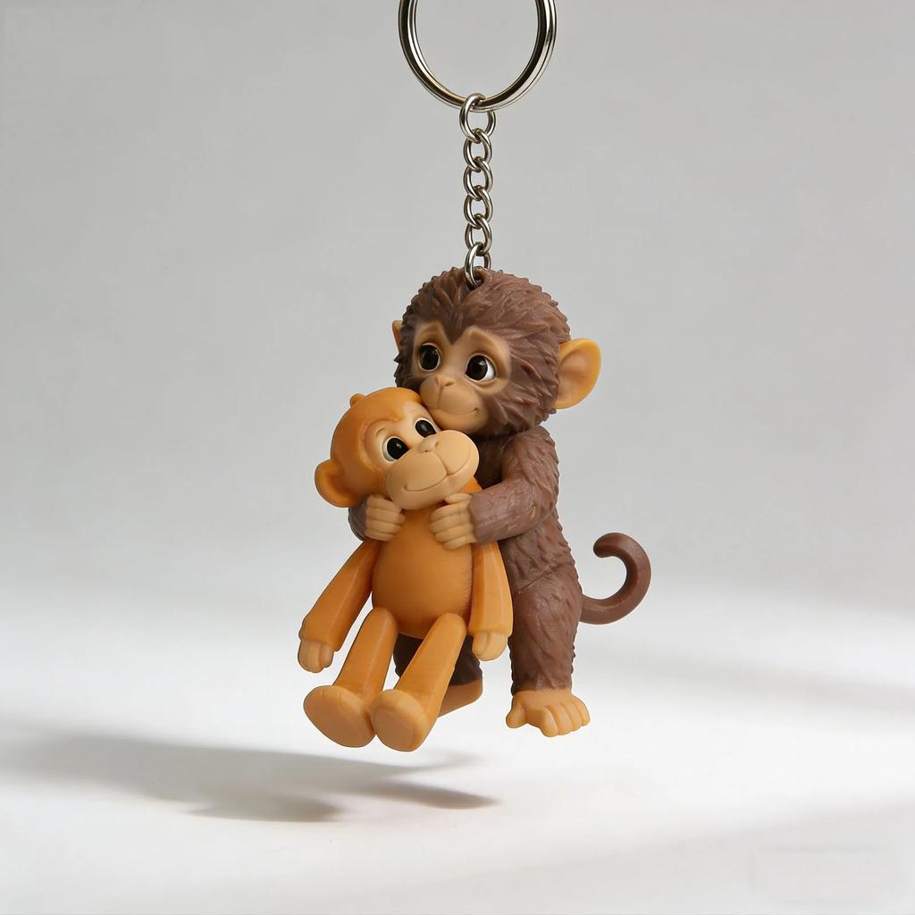 The Monkey Keychain, 3D Printing Cute Monkey Holding Toy Hanging Keychain For Backpack Purse Car Keys Gift