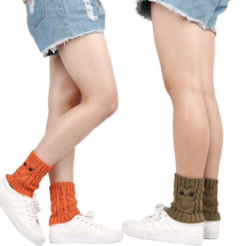 Owl Eyes Knitted Boot Covers Twist Cable Knit Leg Warmers New Boot Cuffs Cover Women