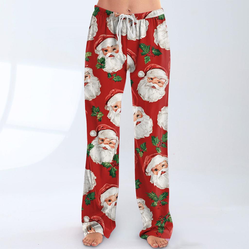 Women's Casual Fashion Christmas Printed Trousers Plush Casual Pants