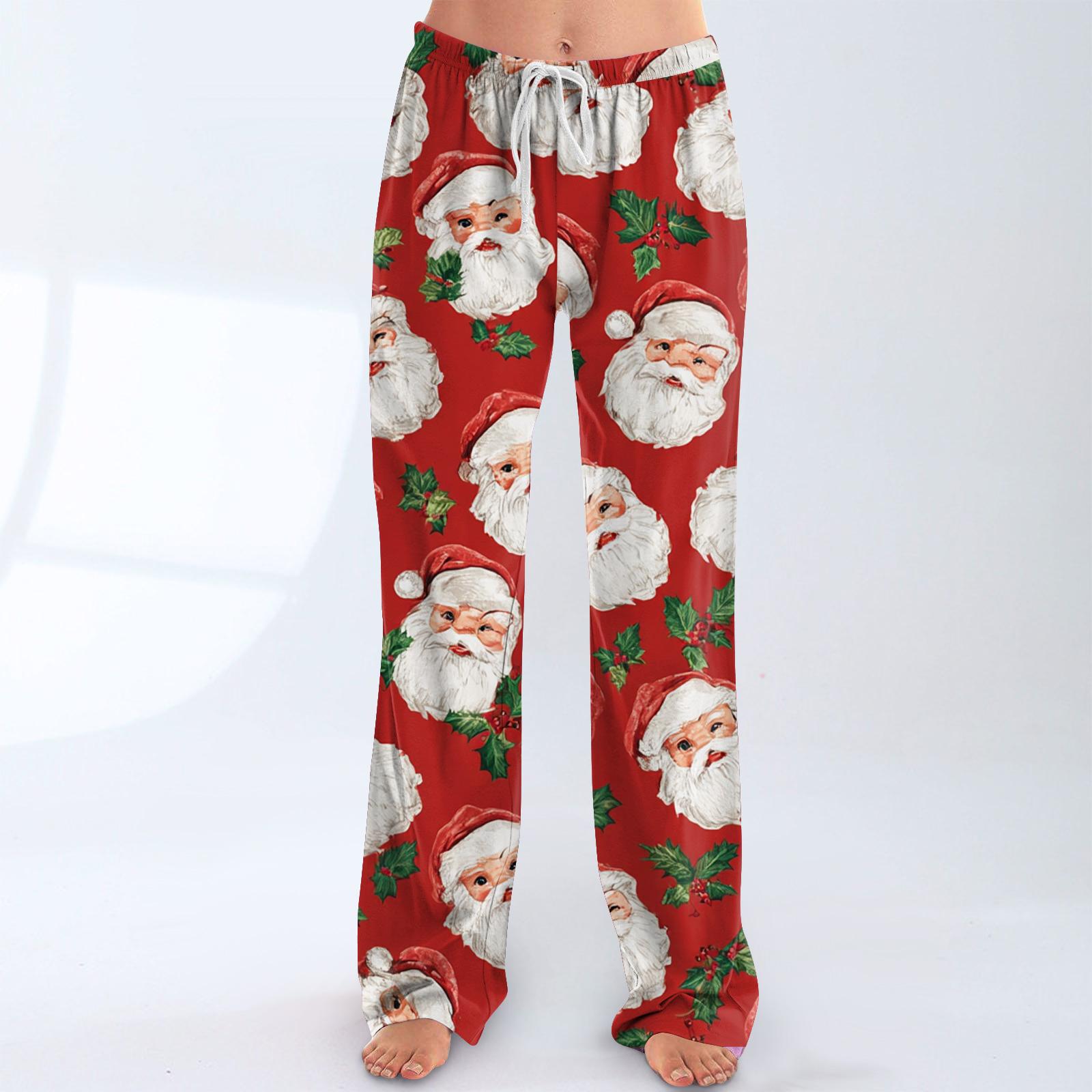 

Женские повседневные модные брюки с рождественским принтом, плюшевые повседневные брюки XL белый