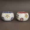 Set of 2 Mosaic Glass Flower Decorative Tea Light Candle Holders | Tea Light Holders