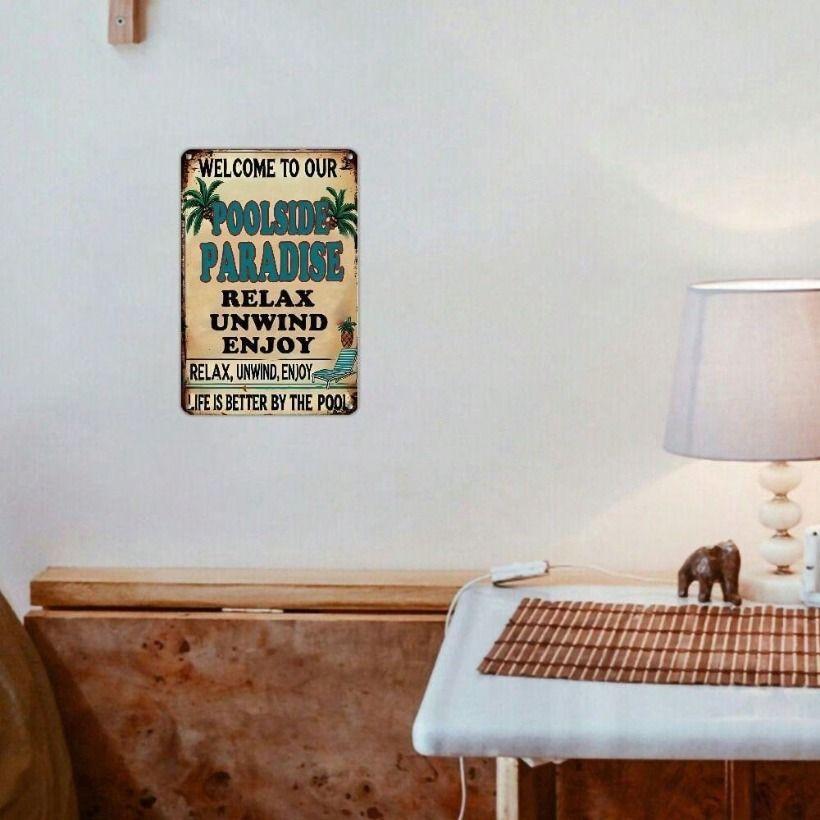 Metal Poster Tiki Bar Vintage Sign, 8x12 Inch Wall Art Decor