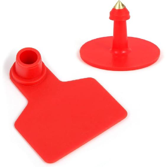 Blank Cattle Ear Tags - 100PCS Plastic Livestock Ear Tags Farm Animal Tags ID Tags Red Yellow Green Blue Orange Ear Tagger Cattle Ear Tags for Cow