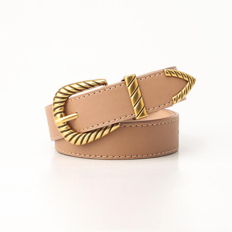 Pin Buckle Belt Threaded Retro Three-Piece Set Belt Decorative Coat Belt Women