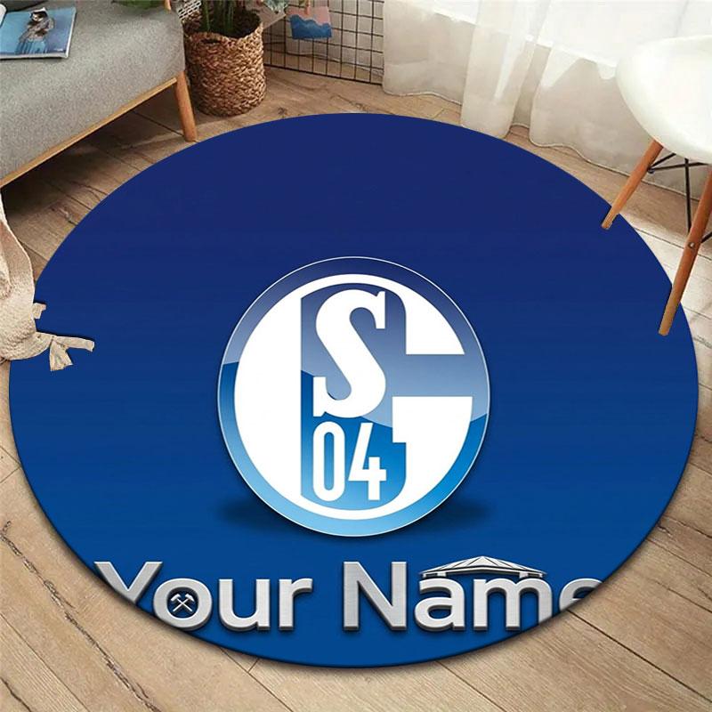 FC Schalke 04 Custom Name Round Area Rug,Carpet Rug for Living Room Bedroom Sofa Playroom Decor,Non-slip Floor Mat