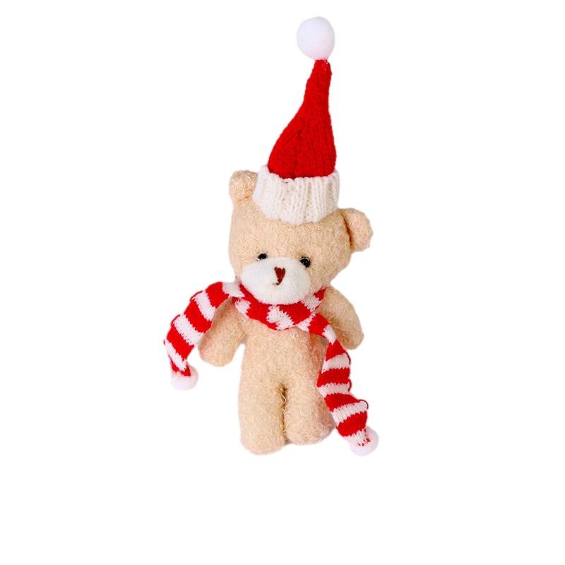 Cute Christmas Blush Scarf Teddy Bear Plush Doll Keychain Pendant Toy 20cm Height