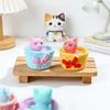 5Pcs Multicolors Basket Cat Animal Miniatures Resin Ornaments DIY Fairy Garden Decoration Moss Terrarium Micro Landscape