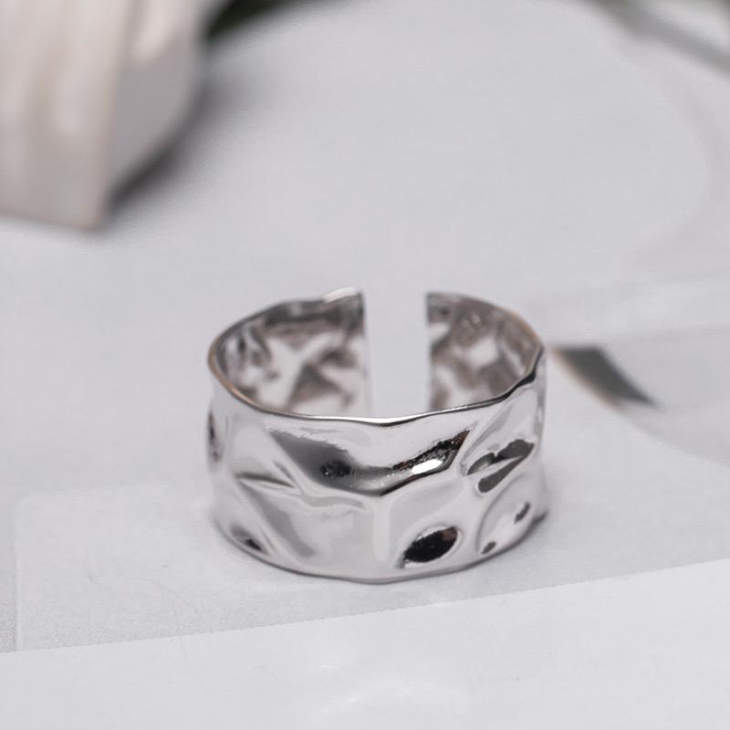 BF CLUB 925 Sterling Rings for Women Fashion Geometric Handmade Irregular Gold Wide Ring Party Christmas Gift